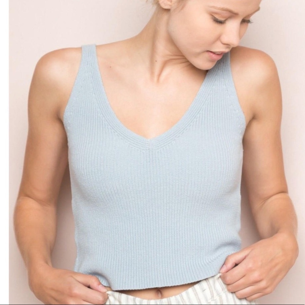 Brandy Melville Danielle baby blue knit tank